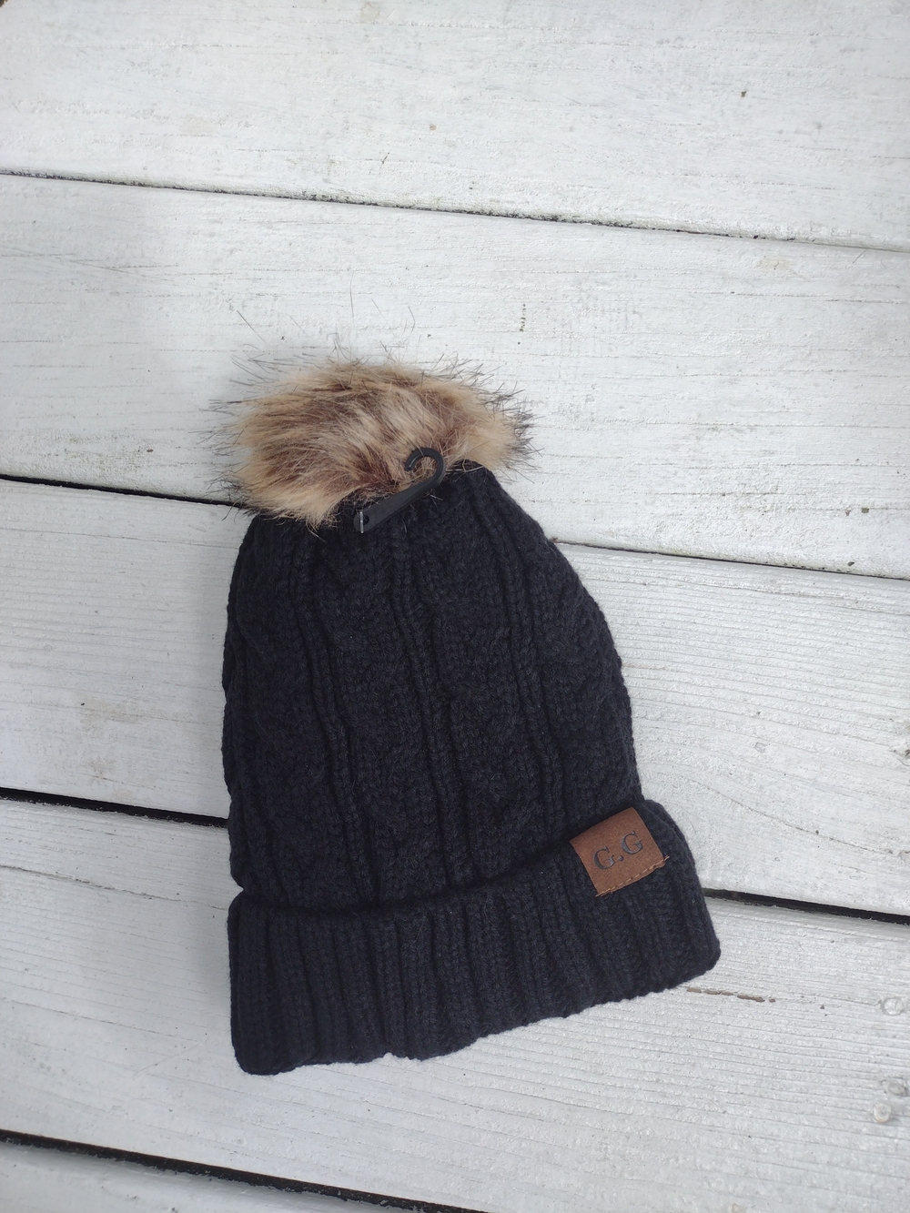Knit Womens Pom Puff Hat